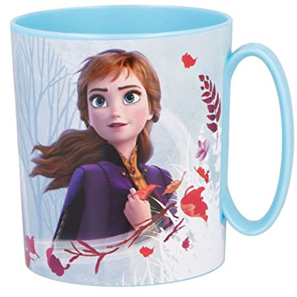 Gobelet en plastique de 350 ml au choix : Minnie - Princesse - La Reine des Neiges - Paw Patrol - Gobelet avec anse en plastique sans BPA - Passe au micro-ondes - Réutilisable (La Reine des neiges)