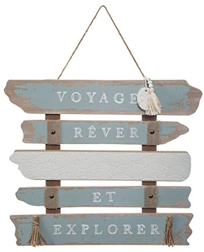 Atmosphera - Déco Murale Eté - Bois - 36x32-5 cm - Bleu