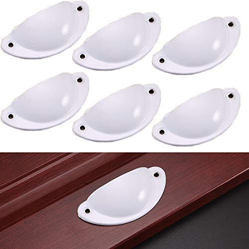 Lot de 10 Vintage Poignée de Coquille 82mm Tiroir, Métall Bouton de Porte de Placard Décoration pour Armoire Meuble (Blanc)