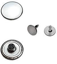 Ista Tools Jeansknöpfe, ohne Loch mit festem Sockel ★ Rostfrei ★ Metallknopf, 14mm, 17mm, 20mm, Metall Knöpfe (10 STK. mit Nieten, 17mm Silber Nickel-frei)
