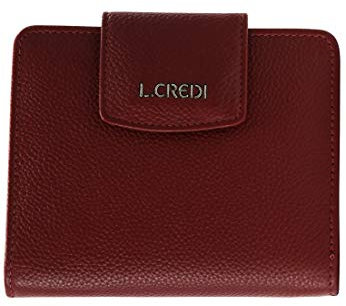 L.CREDI Damen Geldbörse Maranello - Rot, Einfarbig, Leder, Wallet mit Reißverschluss