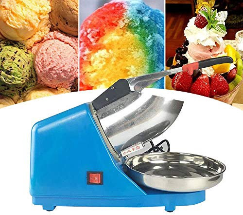 Elektrische Ice Crusheisbereiter Edelstahl Eiscrusher Ice Crusher Maschine 65Kg/H Eis Zerkleinere Icemaker Snow Cone Maker(Blau)
