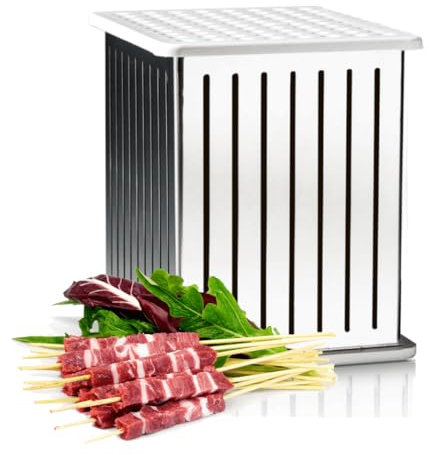Orso Chef - Cube à Brochettes 49 Pièces en Acier Inox – Machine à Arrosticini, Kebab, Souvlaki – Inclus Couteau + 70 Bâtonnets –Démontable et Lavable au Lave-vaisselle – Idéal Maison & Professionnels