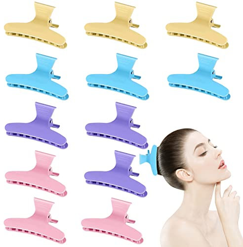 12 morsetti a farfalla per parrucchiere, in plastica colorata, clip per artigli per capelli, strumento da parrucchiere per donne (colorato)
