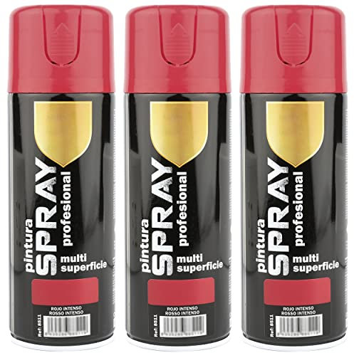H HANSEL HOME Pintura Spray Rojo Intenso 400 Ml - Pack de 3 Unidades