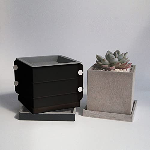 Hfior Flower Pot Silicone Mould, Large 10 cm Square Concrete Silicone Moulds, for Garden DIY Watering Moulds, Planter Mould