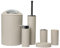 6tlg Badset Badezimmer Zubehör Set Organizer: Seifenspender, Zahnputzbecher, Kosmetikeimer, WC Bürste und Halter, Seifenschale, Mülleimer, Zahnbürstenhalter, Badgarnitur (Beige Design 2a)