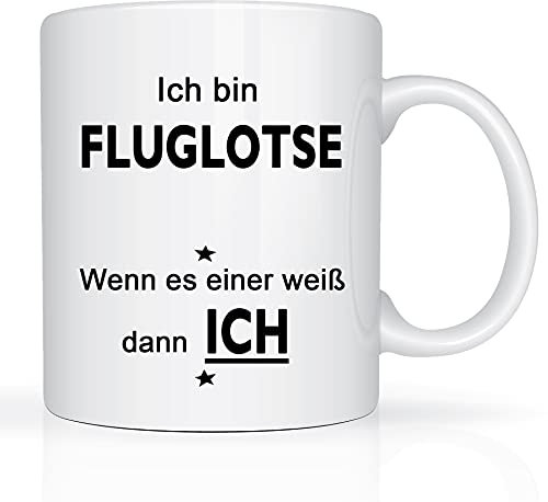 Print-Klex Berufstasse mit Fluglotse Motiv Bedruckt Fluglotse Tasse für Beruf Geschenk Kaffeebecher Geschenktasse Teetasse Arbeitstasse Arbeitsbecher mit Druck 330ml Beruf Tasse