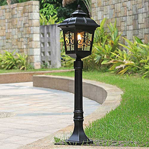 Lanterne Extérieure Classique Réverbère Lampe sur pied Lampadaire en Aluminium moulé à LED lumineuse d'extérieur style rustique 1xE27 étanche IP23 parfaite pour le jardin et le balcon (A)