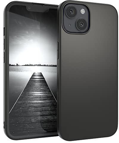 EAZY CASE Handyhülle Silikon mit Kameraschutz kompatibel mit iPhone 13 in Schwarz Matt, Ultra dünn, Slimcover, Silikonhülle, Hülle, Softcase, Backcover