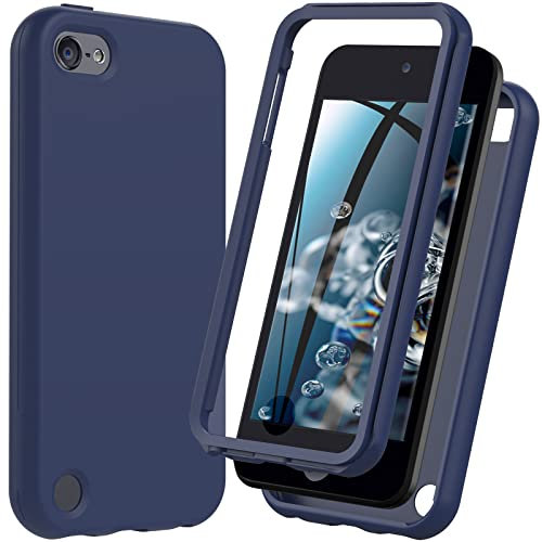 Hensinple Silikon-Schutzhülle für iPod Touch 7/6/5, stoßfest, mit integriertem Displayschutz, Jungen, Blau