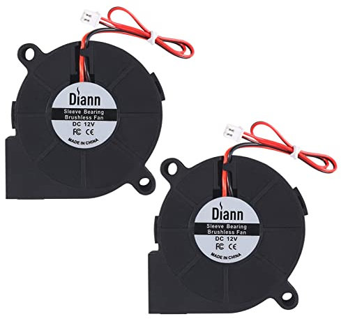 Diann 2pcs 5015 3D Printer DC Brushless Blower Cooling Fan Turbine Turbo 50x15mm for RepRap i3 CR-10 and Other Small Appliances Repair Replacement -12V