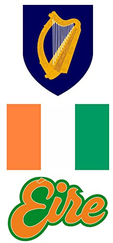 Nation Irland Aufkleber 3 Stück Flaggen Fahne Wappen Set selbstklebend Sticker PKW Auto Motorrad Biker Büro F3