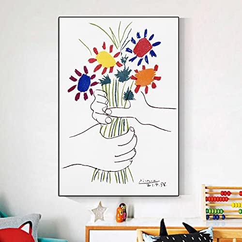 Dittelle Nordic Minimalist Bouquet Of Peace Flowers Leinwand Gemälde Berühmte Picasso Kunstwerk Poster Wandkunst Wohnzimmer Wohnkultur 50x70 cm Rahmenlos
