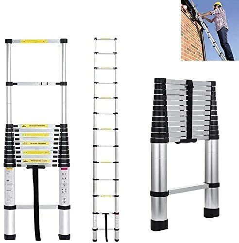 4.4 m Telescopic Ladder, Aluminium Telescopic Ladder Extension Ladders for Motorhome Work or Installation Monitoring, 150 kg Capacity