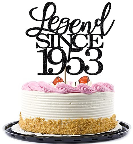 legend since 1953 cake topper 70th birthday happy birthday cake topper men and women cheer 70 years old handmade black glitter cake decoration