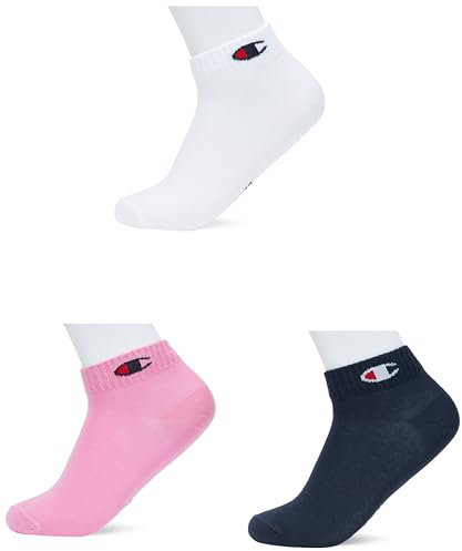 Champion Core Socks 3PP Quarter, Rosa (Fucsia), 39-42 EU (6-8 UK) Unisex - Adulto -FW23