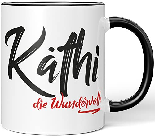JUNIWORDS Tasse, Käthi, die Wundervolle, Schwarz (5253909)