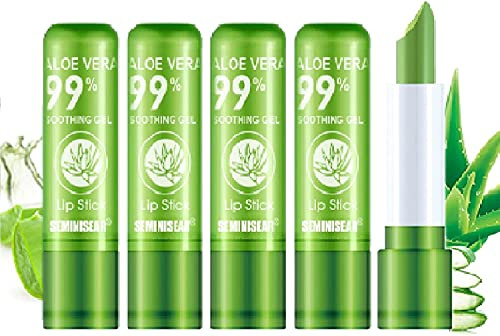 Aloe Vera Lippenstift,Temperatur VerfäRbung Aloe Vera Lipgloss,Aloe Vera Gel Lippenstift,Langanhaltender Lippenbalsam,Fester Lippenstift,Reichhaltige Und Pflegende Lippen 5 Stücke