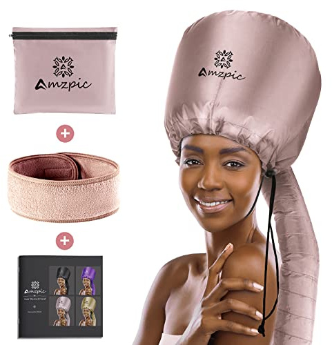 Bonnet Hood Hair Dryer Attachment - Soft, Adjustable Extra Large Bonnet Hair Dryer for Speeds Up Drying Time at Home, Easy to Use for Styling, Curling and Deep Conditioning (Pink)