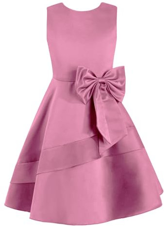 Freebily Vestito Bambina Cerimonia Elegante in Raso Senza Maniche Abito da Sera Lungo Ragazze Vestito Principessa Abiti Damigella Ragazza 4-14 Anni Rosa 12 Anni