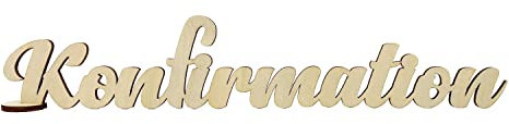 Oblique Unique® Schriftzug Kommunion oder Konfirmation aus Holz Tischdeko Deko für Kommunion Konfirmation von Junge Mädchen (Konfirmation - Natur)