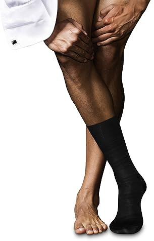 FALKE Herren Socken Highshine M So Seide Baumwolle gemustert 1 Paar, Schwarz Black 3000, 43-44