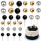 Xsstarmi 30 PCS Balls Cake Topper Foam Ball Cake Picks Faux Pearl Ball Shaped Cupcake Insert Cake Topper for Baby Shower Wedding Anniversary Kids Birthday Party Cake Decorations Black Gold Silver