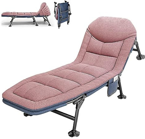 OVLRIJP Sedia a sdraio pieghevole da giardino, da campeggio con 6 piedini antiscivolo, pieghevole, per giardino, campeggio, viaggi, 190 x 67 x 38 cm (rosa)