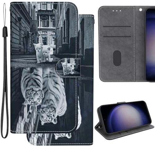 Ammeer Hülle für OnePlus Nord 3, Flip Folio PU Leder Schutzhülle Handy Tasche Wallet Case Cover Ständer mit Magnetverschluss - Katze Tiger
