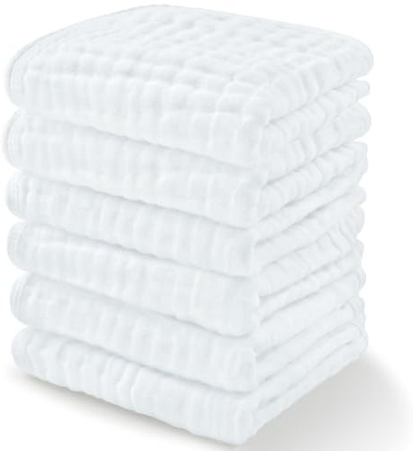 Baby Waschlappen, Musselin Baumwolle Baby Towels, Große 10x10 Wash Cloths weich auf Sensitive Haut, Absorptionsmittel für Jungen & Mädchen, Neugeborene Baby & Kleinkinder Essentials Dusche Registry