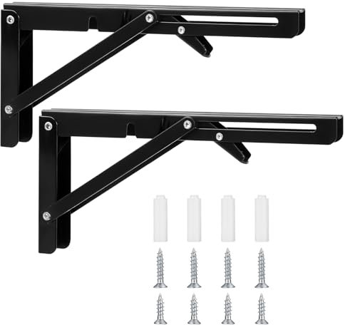 YiPHomn Console pieghevole, cerniere pieghevoli, con angolo di 90 gradi, angolo di montaggio pieghevole per casa, cucina, ufficio, tavolo, parete – nero (10 pollici)
