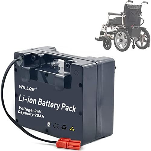 WILLQ 24V 20AH 18AH 15AH 12AH Batterie au Lithium Batterie de Rechange pour Fauteuil Roulant électrique de Grande capacité Batterie Rechargeable pour Kits de Moteur 50W 250W 480W,24v,20Ah