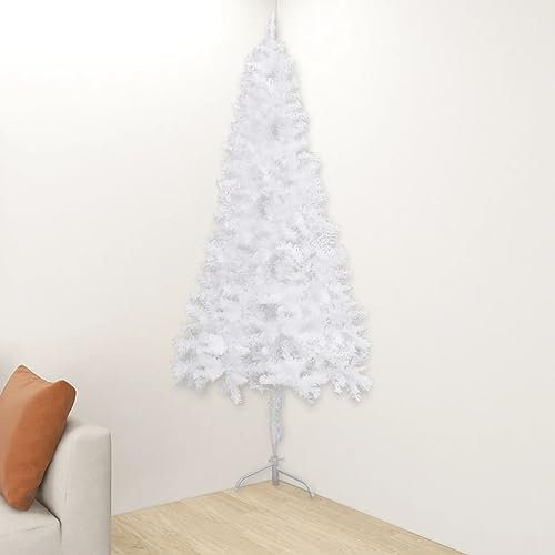 Camerina Künstlicher Eck-Weihnachtsbaum Weiß 150 cm PVC Schlank Weihnachtsbaum