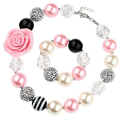 ibasenice Halsketten Mädchen Halskette Mädchen Schmuck Perlenkette Die Blumen Armband Kind