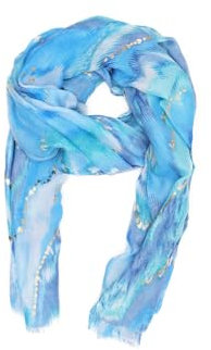 QUEEN HELENA SC026 Weicher Leichter Schal Schal Wickeltuch Rundhals Muster Elegante Damen, blau, Einheitsgröße