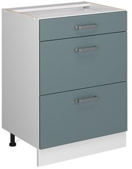 Vicco Unterschrank R-Line, Blau-Grau/Weiß, 60 cm mit Schubladen, ohne Arbeitsplatte