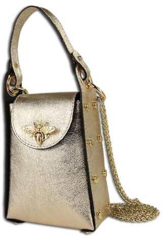 Toscanto Damen Umhängetasche Leder Tasche Gold OTT813UZ Leder Umhängetasche