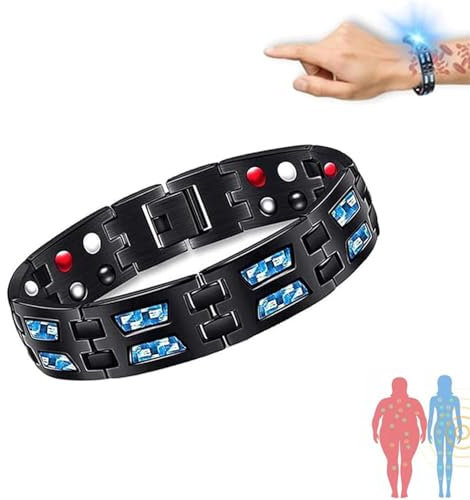 Noruion Ferninfrarot-Ionen-Armband, Titan-Power-Magnetarmband, Karbonblaues Titan-Magnettherapie-Armband, blaues Kohlefaser-Titan-Armband, Magnetbänder für Herren (1 Stück)