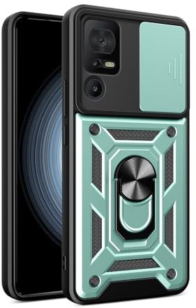 YSONCHAN Custodia per TCL 40 SE 4G/TCL 40SE 4G, Cover Protettiva con Obiettivo Case Antiurto, con Anello Magnetico e Supporto, Custodia Bumper Robusta. Verde