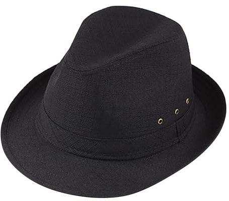 Zylione Unisex-Mütze, klassisch, 20er-Jahre-Stil, mit Band, lässiger Jazz-Mütze für Herren, Kostüm-Zubehör, Kappe mit Kette, Schwarz, Größe M