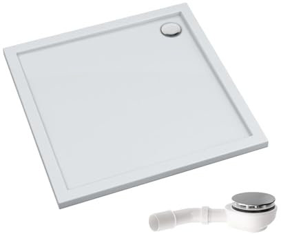 Receveur de douche AQUABAD Villa avec technologie LeakProtect Smooth White 90x90cm carré, avec bonde d’évacuation A9.200