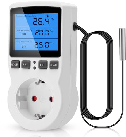 Enchufes del Controlador de Temperatura Pantalla retroiluminada 230V Enchufe del termostato Digital con Control de Temperatura del Sensor