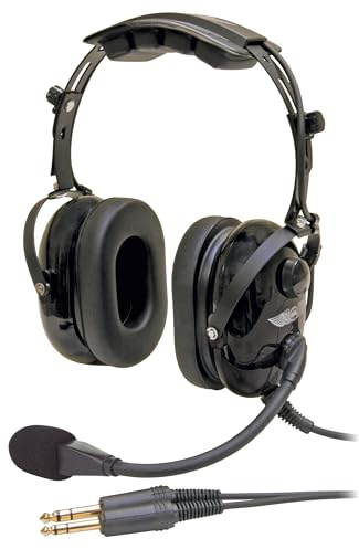 ASA AirClassics HS-1A Pilot Headset Durability - 23 dB Noise Reduction - Noise-Canceling Mic - Stereo/Mono - Essential Aviation Headset - General Aviation Headsets for Pilots