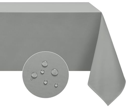Softalker Grey Table Cloth Wipe Clean Tablecloth Rectangular 137x274 cm Large Water Resistant Table Cloths Washable Stain Resistant Table Cover for Party Birthday Festive Decorations Living Room