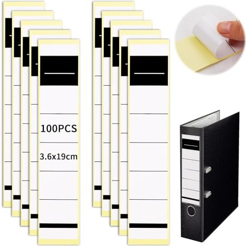 SWTYExt Ordnerrücken Selbstklebend 3,6x19 cm Ordner Kleberücken Schmal 100 Stück Ordner Rückenschilder Bedruckbar Ordner Etiketten Beschreibbar Ordnerrücken Aufkleber für Bibliothek Büro Familie