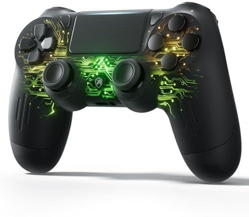 ECHTPower Wireless Controller für PS-4, RGB Controller mit Dual Vibration, 1000mAh Akku, 6-Achsen, Touchpanel, Audiobuchse, Screenshot, Gamepad kompatibel mit PS-4/Pro/Slim/PC-Leiterplatte Design