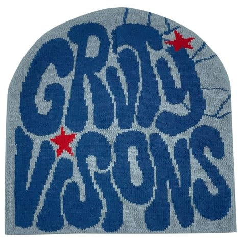 Bastwahl Beanies Y2K - Damen Beanies Y3K Beanie mit Grafik Gestrickte Coole Beanies Winter Warme Mütze Nette Weibliche Kappen