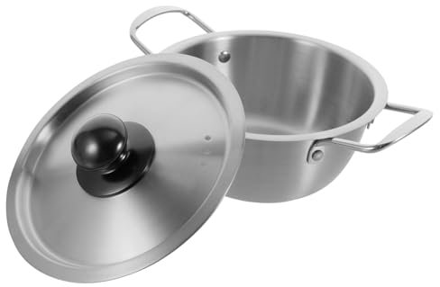 TOPBATHY Instant Noodle Pot Small Stainless Steel Double Handle Non Stick Soup Pot for Ramen Seafood Kitchen Essentials