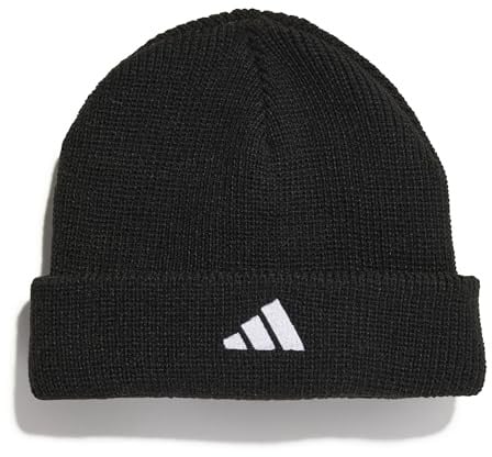 adidas Unisex Kinder Little Kids 3 Stripes Beanie, Black, S